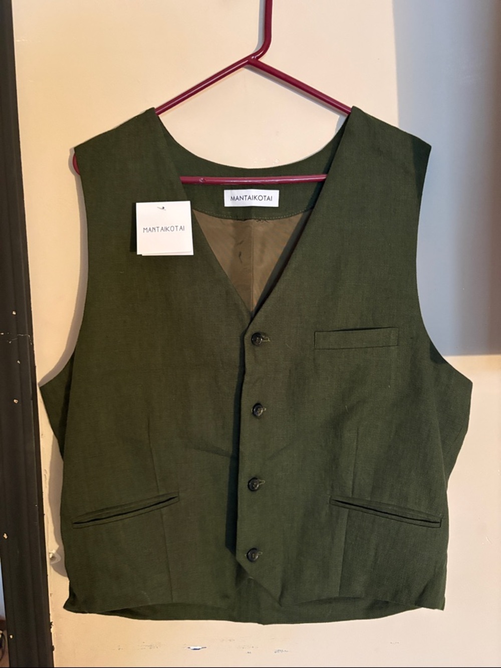 Men's Olive Green Dress Vest with Back Adjuster